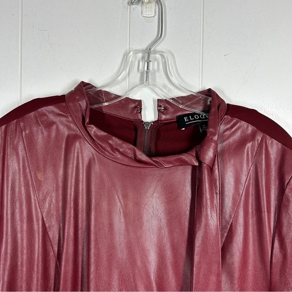 Eloquii Dark Maroon Faux Leather Short Sleeve Plus Size Dress 22 - Picture 5 of 8